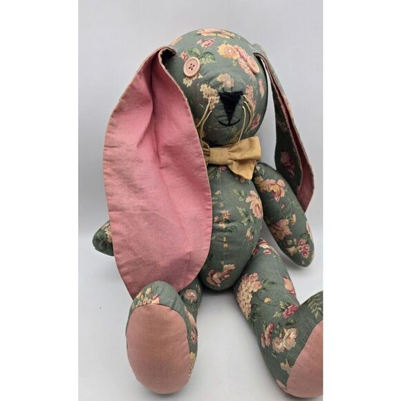 Stuffed Lop Eared Floral Rabbit ~ Cottage Core Bunny Handmade Vintage - Picture 4 of 11
